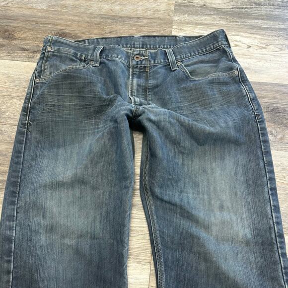 Levis 514 Jeans Red Tab Flap Pockets Blue Mens 38x31 Bootcut Mid Wash Denim - Picture 9 of 13